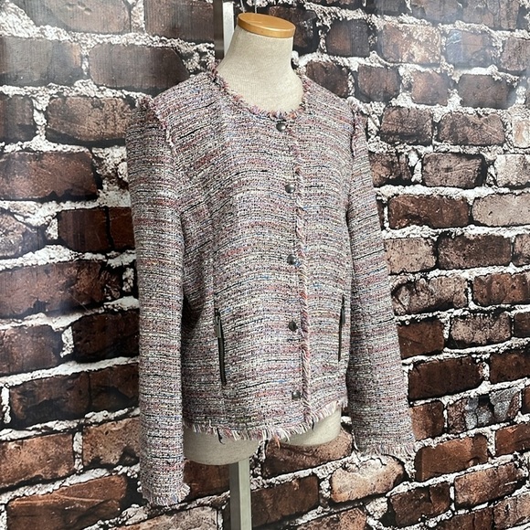 Halogen Jacket Blazer Womens Large Pink Full Zip Snap Pockets - Picture 8 of 17